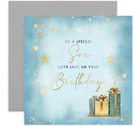 Old English Co. Special Son Birthday Card for Him - Birthday Gifts for Son - For Him - Metallic Gold Foil Sparkle Design - Birthday Cards for Men | Blank Inside