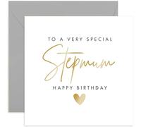 Old English Co. Special Stepmum Birthday Card for Her - Adult Stepmother Birthday Gift from Stepson Stepdaughter - Stylish Gold Foil Birthday Card for Women | Blank Inside Envelope