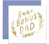Old English Co. Step Dad Birthday Card - 'Best Bonus Dad' Special Gold Foil Birthday Card for Stepdad from Step Son or Daughter - Father's Day Card for Stepdad | Blank Inside with Envelope