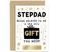 Old English Co. Stepdad Birthday Cards for Men - Funny Birthday Card for Step-dad - 'Only Gift You Need' Cute Birthday Gift for Him - Quality Gold Foil Design | Blank Inside