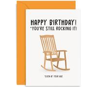 Old English Co. Still Rocking It Funny Birthday Card for Him - Hilarious Old Age Birthday Card Rocking Chair Design for Dad, Grandad, Brother, Uncle | Blank Inside with Envelope