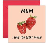 Old English Co. Strawberry Birthday Card for Mum - 'Love You Berry Much' Mother's Day Card for Her from Son Daughter - Cute Thank You Card for Mum | Blank Inside with Envelope