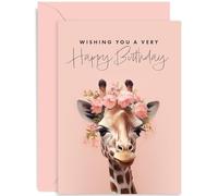 Old English Co. Stylish birthday Card for Her - Giraffe Birthday Card for Women - Giraffe Artwork Card for Sister, Mum, Daughter, Nan, Granma | Blank Inside with Envelope