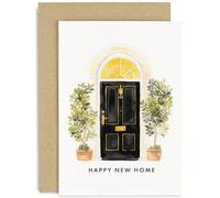 Old English Co. Stylish New Home Card for Him or Her - Black Front Door Olive Tree Housewarming Card for Couple - Congratulations On New House Card for Men and Women | Blank Inside with Envelope