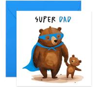 Old English Co. Super Dad Birthday Card for Him - Cute Father's Day Card for Dad - Daddy Bear and Child Baby Bear - 1st Father's Day Card - Birthday Card for Daddy from Children