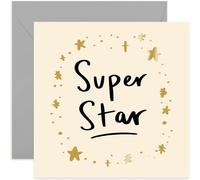 Old English Co. Super Star Well Done Sparkle Card - Fun Cute Congratulations Card for Adult or Children | Passed Exams, New Job, School, University, Driving Test | Blank Inside & Envelope Included