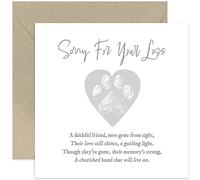 Old English Co. Sympathy Cards - Thinking of You Card - Loss of Dog, Cat, Pet - Pet Death Condolences Card - Deepest Sympathy Sorry For Your Loss Card - Heart Paw Print Poem Design | Blank Inside