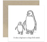 Old English Co. Thank You Card for Grandparents - Cute Penguin 'Shape Little Minds' Gift for Grandad Granma Nana Nanny - Heartfelt Sentimental Gift for them | Blank Inside with Envelope