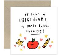 Old English Co. Thank You Card for Teacher - Big Heart to Shape Little Minds - Cute Thank You Gift for Teacher - End of Shcool - Leaving Gift for Colleague | Blank Inside