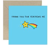 Old English Co. Thank You Cards for Teachers - 'Thank You For Teaching Me' Shooting Star Cute Card for Primary School Teacher - End of School Year Card for Her Him | Blank Inside