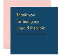 Old English Co. Thank You For Being Unpaid Therapist Card - Funny Birthday Friendship Card for Men and Women | Humour Just Because for Friends | Blank Inside & Envelope Included