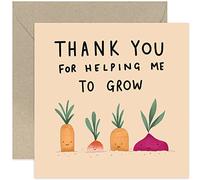 Old English Co. Thank You Helping Me To Grow Card for Teacher - Fun Teacher Thank You Card for Him or Her - Teacher's Assistant or Tutor - Cute Root Vegetables Design | Blank Inside with Envelope