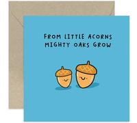 Old English Co. Thank You Teacher Card - 'Little Acorns' Cute Card for Teacher or Nursery - Heartfelt Sentimental Keepsake Card for Daddy Mummy Expecting Parents | Blank Inside