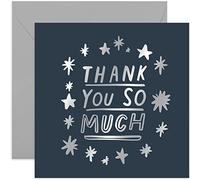 Old English Co. Thanks So Much Sparkle Card - Cute Silver Foil Card for Him or Her | For Men, Women, Friends and Family | Blank Inside & Envelope Included