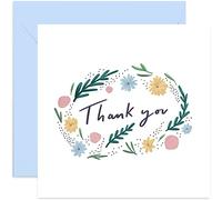 Old English Co. Thanks You Flowers Card - Simple and Stylish Thank You Card For Her and Him | Just Because Card for Men and Women | Blank Inside & Envelope Included