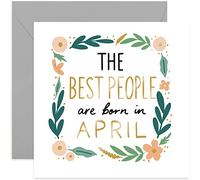 Old English Co. The Best People Are Born In Happy Birthday Card - Fun Cute for Her | Pastel Floral Design for Women, Mum, Sister, Daughter | Blank Inside & Envelope Included (April)