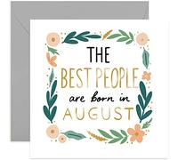 Old English Co. The Best People Are Born In Happy Birthday Card - Fun Cute for Her | Pastel Floral Design for Women, Mum, Sister, Daughter | Blank Inside & Envelope Included (August)