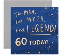 Old English Co. The Man Myth Legend 60th Birthday Card - Fun Age Milestone Greeting Cards for Men | Humorous Gifts For Him | Son Brother Nephew Grandson | Blank Inside & Envelope Included