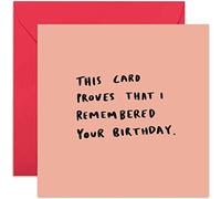 Old English Co. This Card Proves I Remembered Your Birthday Card - Dead Pan Joke Greeting Card for Him or Her | Humour Funny for Men, Women, Family and Friends | Blank Inside & Envelope Included
