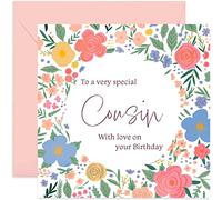 Old English Co. To A Very Special Cousin Birthday Card - Sweet Cute Floral Card for Her Cousin Card | Flower Happy Birthday From Cousin | Blank Inside & Envelope Included