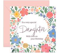 Old English Co. To A Very Special Daughter Birthday Card - Sweet Cute Floral Card for Her Daughter Card | Flower Happy Birthday From Mum, Dad, Parent | Blank Inside & Envelope Included