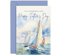 Old English Co. Traditional Father's Day Card for Dad - Sailing Boats Sea Watercolour Scene Father's Day Card for Him - Special Greeting Card from Children, Adult Son or Daughter | Blank Inside
