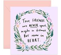 Old English Co. True Friends Never Apart Birthday Card - Cute Female Card for Best Friend | Happy Floral Gift for Ladies, BFF, Her | Blank Inside & Envelope Included
