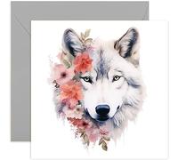 Old English Co. Watercolour Botanical Wolf Greeting Card for Birthday - Cute Birthday Card for Mum, Nan, Her - Floral Animal Art Card for Thinking of You, Thank You | Blank Inside Envelope…