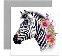 Old English Co. Watercolour Botanical Zebra Greeting Card for Birthday - Cute Birthday Card for Mum, Nan, Her - Floral Animal Art Card for Thinking of You, Thank You | Blank Inside Envelope…