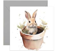 Old English Co. Watercolour Bunny Rabbit Greeting Card for Birthday - Cute Birthday Card for Mum, Nan, Her - Wildlife Art Card for Thinking of You, Thank You, Just Because | Blank Inside Envelope