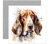 Old English Co. Watercolour Dog Card - Basset Hound Dog Card for Pet Owner Birthday - Just Because Card for Him or Her - Thinking of You Fur Baby Card for Men and Women | Blank Inside