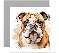 Old English Co. Watercolour Dog Card - British Bulldog Dog Card for Pet Owner Birthday - Just Because Card for Him or Her - Thinking of You Fur Baby Card for Men and Women | Blank Inside