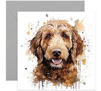 Old English Co. Watercolour Dog Card - Labradoodle Dog Card for Pet Owner Birthday - Just Because Card for Him or Her - Thinking of You Fur Baby Card for Men and Women | Blank Inside