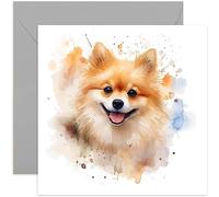 Old English Co. Watercolour Dog Card - Pomeranian Dog Card for Pet Owner Birthday - Just Because Card for Him or Her - Thinking of You Fur Baby Card for Men and Women | Blank Inside