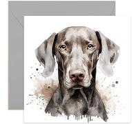 Old English Co. Watercolour Dog Card - Weimaraner Dog Card for Pet Owner Birthday - Just Because Card for Him or Her - Thinking of You Fur Baby Card for Men and Women | Blank Inside
