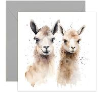 Old English Co. Watercolour Llama Greeting Card for Birthday - Cute Wedding Anniversary Card for Wife Husband - Wildlife Art Card for Thinking of You, Thank You, Just Because | Blank Inside Envelope…