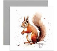Old English Co. Watercolour Red Squirrel Greeting Card for Birthday - Cute Birthday Card for Mum, Nan, Sister, Her - Wildlife Art Card for Thinking of You, Thank You | Blank Inside Envelope