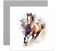 Old English Co. Watercolour Running Horse Greeting Card for Birthday - Cute Birthday Card for Mum, Nan, Her - Wildlife Art Card for Thinking of You, Thank You, Just Because | Blank Inside Envelope