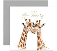 Old English Co. Wedding Anniversary Card for Wife or Husband - Special Couple Giraffe Anniversary Card - Gold Foil Watercolour Artwork Congratulations Card for Girlfriend, Boyfriend, Spouse