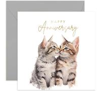 Old English Co. Wedding Anniversary Card for Wife or Husband - Special Couple Kitten Cat Anniversary Card - Gold Foil Watercolour Artwork Congratulations Card for Girlfriend, Boyfriend, Spouse
