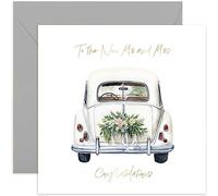 Old English Co. Wedding Day Card for Couple - Mr and Mrs Wedding Car Greeting Card Design - Just Married Card for Friends and Family - Wedding Congratulations Card | Blank Inside with Envelope