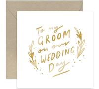 Old English Co. Wedding Day Card from Bride To Groom - Wedding Day Card for Groom - Special Gold Foil Greeting Card for Fiancé and Future Husband | Blank Inside with Envelope