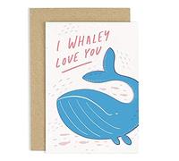 Old English Co. Whaley Love You Card - A6, Greeting Cards for Anniversary, Date Night, Saying I Love You, For Your Boyfriend, Girlfriend, Husband, Wife or Best Friend | Envelope Included