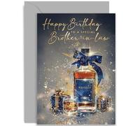 Old English Co. Whiskey Bottle Birthday Card for Brother-in-Law - Traditional Male Birthday Card for Son in Law from Parents in Law - 30th, 35th, 40th, 45th, 50th Birthday Gift | Blank Inside