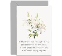 Old English Co. White Lily Flower Sympathy Cards - Thinking of You Card - Loss of Mum, Dad, Friend, Husband, Wife - Condolences Card - Poem Deepest Sympathy Sorry For Your Loss Card | Blank Inside
