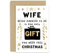 Old English Co. Wife Christmas Cards for Women - Funny Merry Christmas Card for Wife - 'Only Gift You Need' Cute Christmas Card for Her - Quality Gold Foil Design | Blank Inside