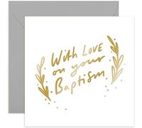 Old English Co. With Love On Your Baptism Card - Special Baptism Card for Son or Daughter - Adult or Child Boy Girl Religous Card - Grandchild, Godson, Goddaughter - Gold Foil | Blank Inside Envelope