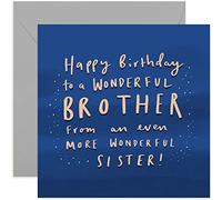 Old English Co. Wonderful Brother Birthday Card - Funny Manly Birthday Card for Men and Him | To Brother From Sister | Blank Inside & Envelope Included