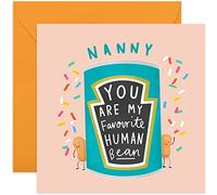 Old English Co. You Are My Favourite Human Bean Card - Funny Cute Word Play Card for Him or Her | Humour Funny for Men, Women, Family and Friends | Blank Inside & Envelope Included (Nanny)