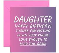 Old English Company Funny Birthday Card for Daughter - Putting Down Your Phone - Humorous Daughter Birthday Greeting Card | Blank Inside